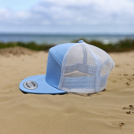 7 Panel Baby Blue/ White Trucker Hat Snapback 115C