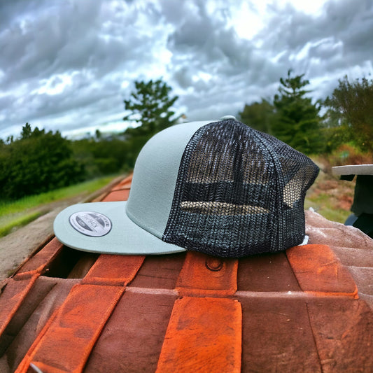 6 Panel Light Stone/ Black Trucker Hat 110C (Copy)