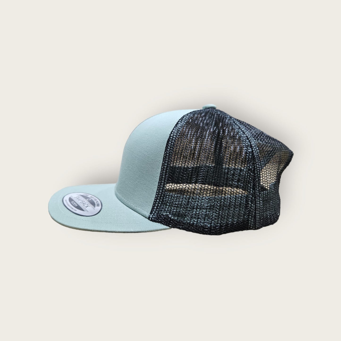 6 Panel Light Stone/ Black Trucker Hat 110C (Copy)