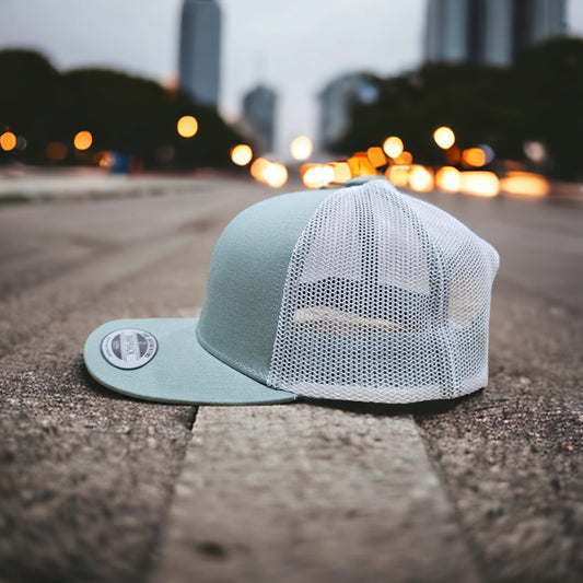 6 Panel Light Stone/ White Trucker Hat 110C