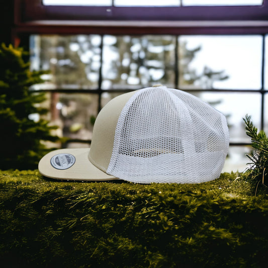 6 Panel Khaki/White Trucker Hat 110C